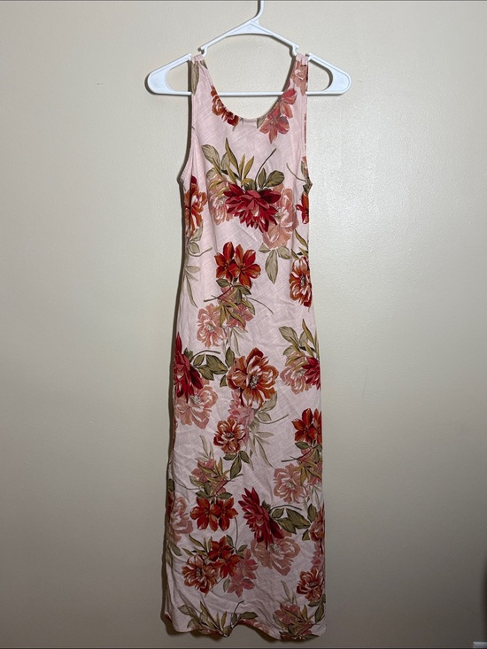 Paper Heart Dresses & Skirts - Paper Heart Pink Red Linen Blend Floral Midi Sleeveless Dress